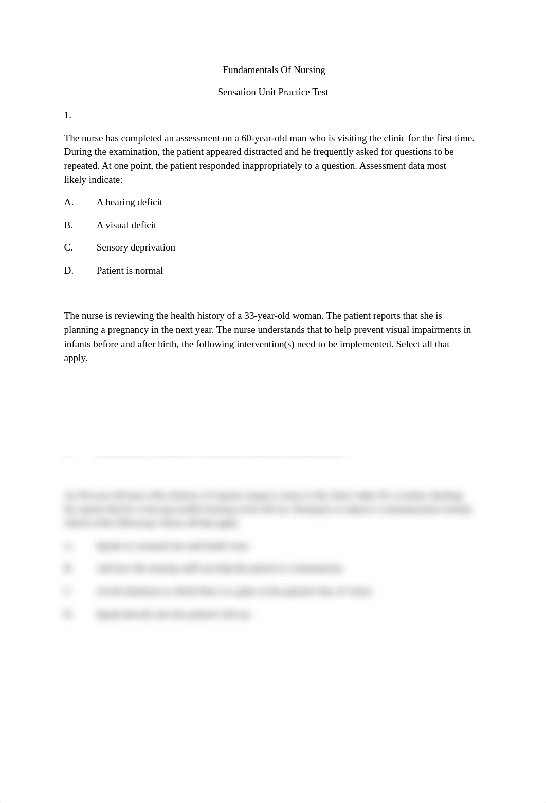 Fundamentals Of Nursing Sensation Quiz.pdf_dz1tn6f5brn_page1