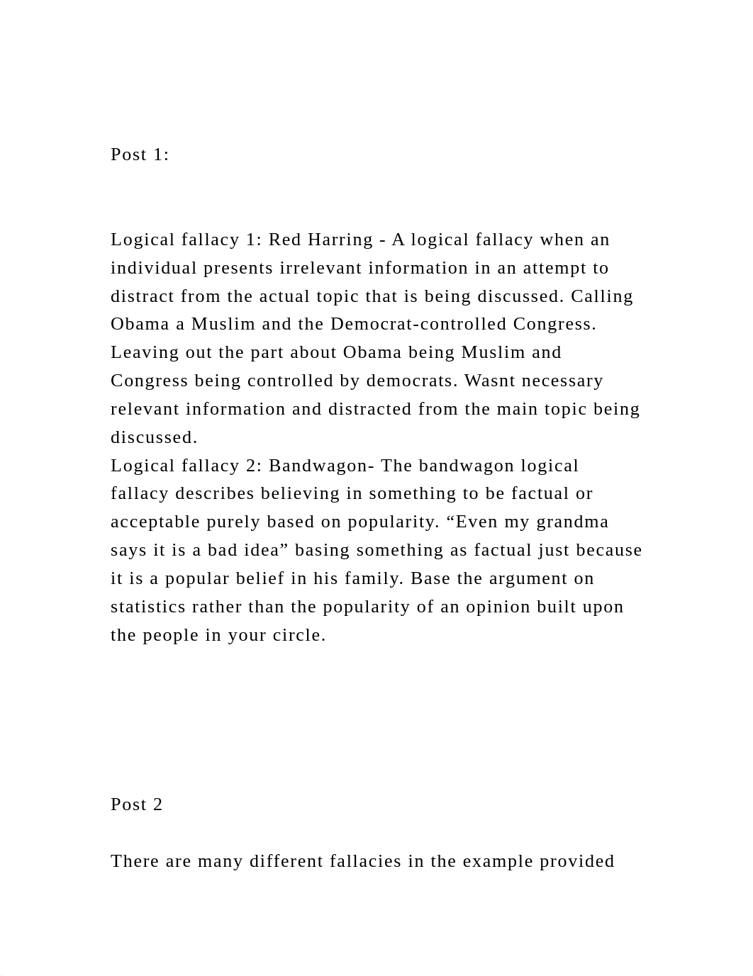 Post 1Logical fallacy 1 Red Harring - A logical fallacy wh.docx_dz1xnfi246h_page2