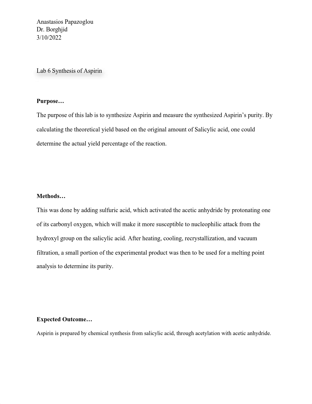 Lab 6 Synthesis of Aspirin (1).pdf_dz2h6mdenui_page1