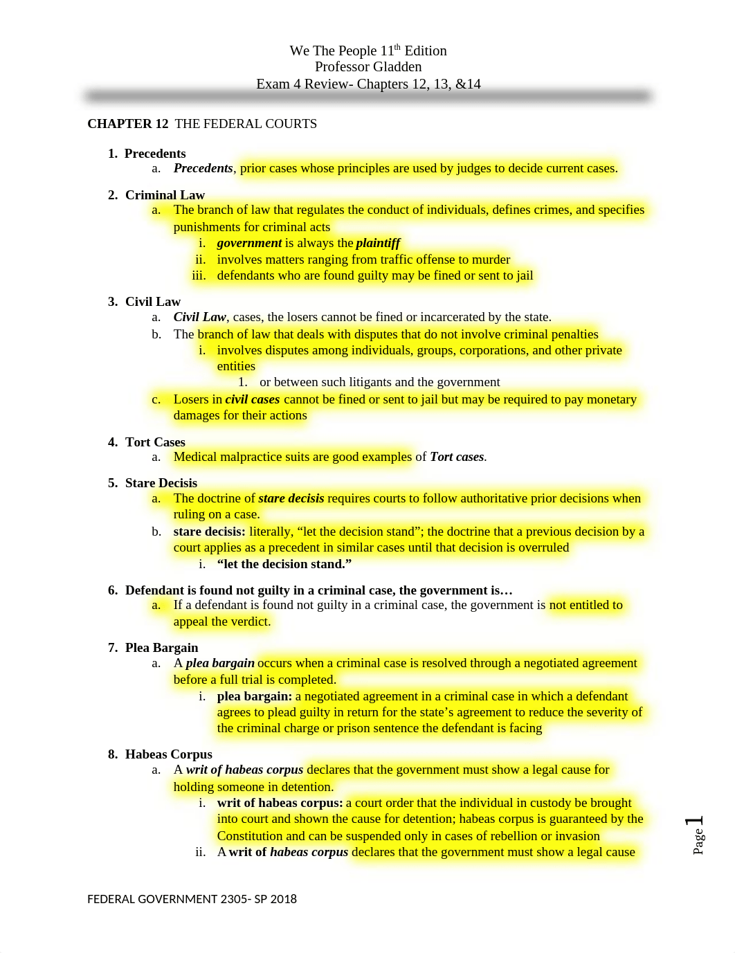 Unit 4 Exam Review Federal Government- Chapters 12, 13, & 14.docx_dz2s14hinjc_page1