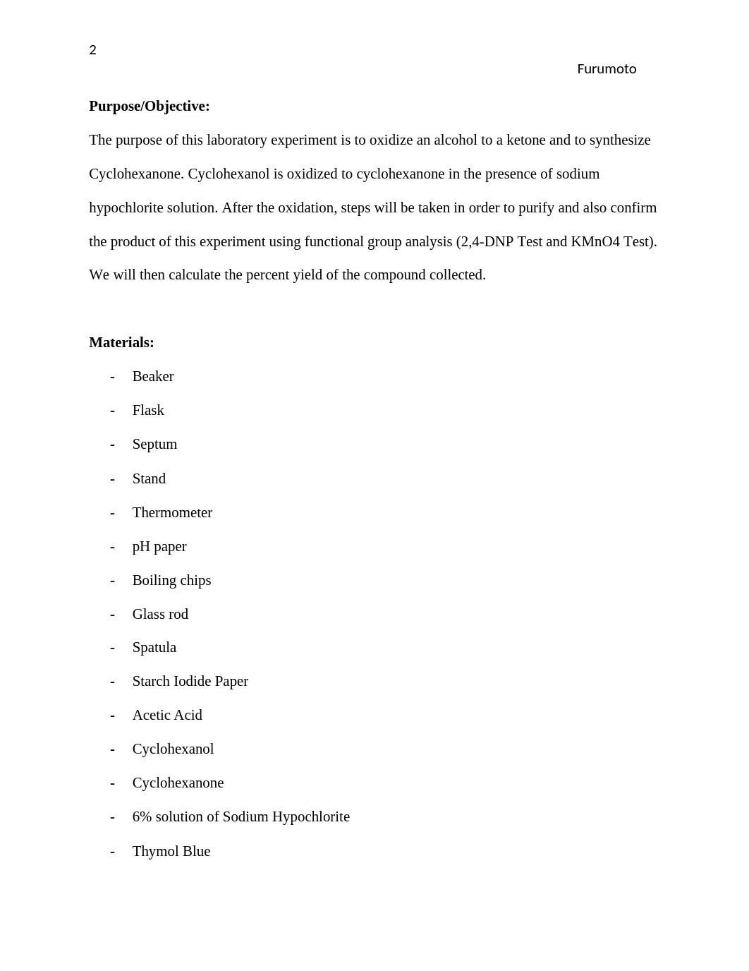 Laboratory Experiment 1 - Oxidation of Cyclohexanol to Cyclohexanone.docx_dz3hh7j14zm_page2