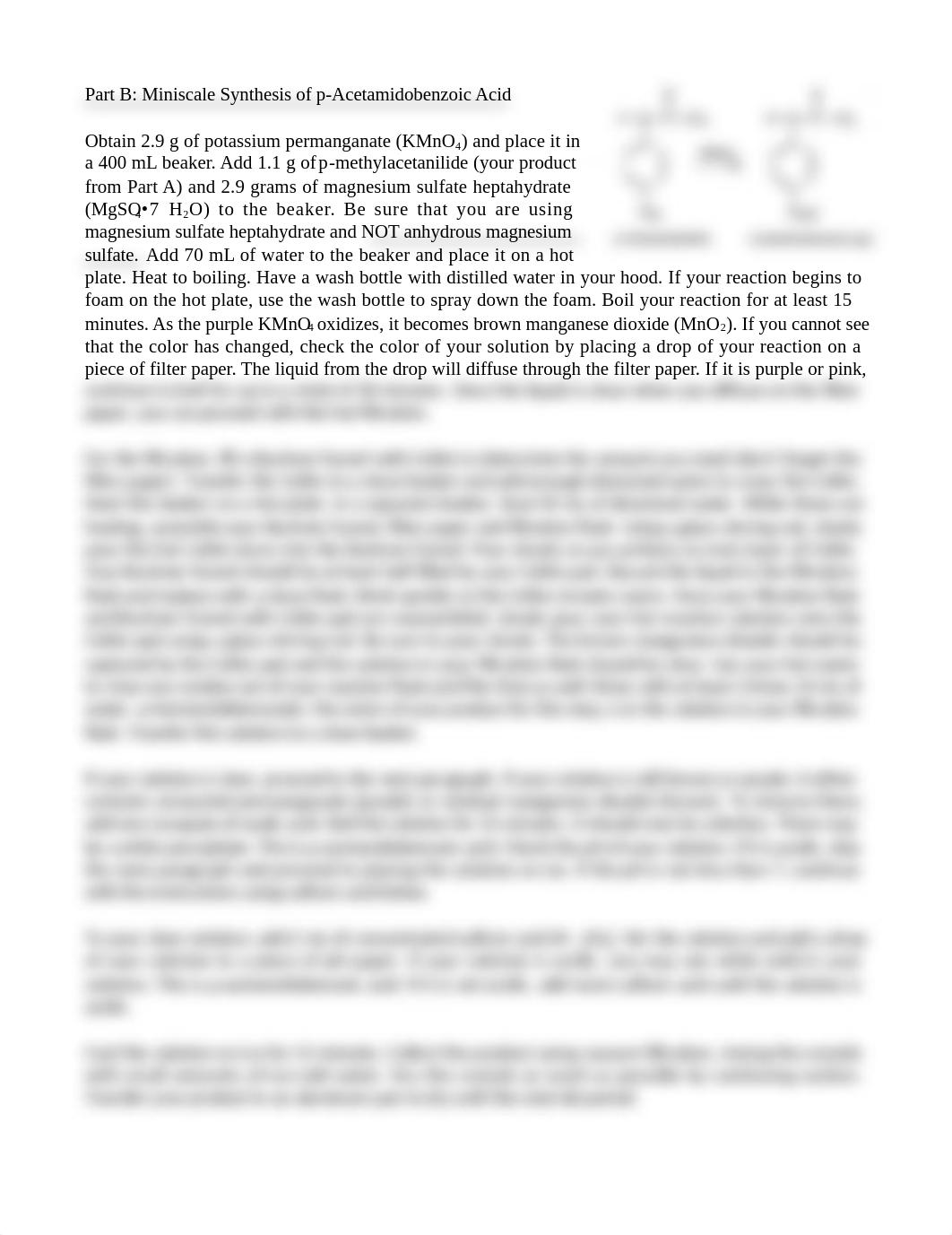 Multistep Synthesis of Benzocaine Part B Synthesis of p-Acetamidobenzoic acid .docx_dz3uty63vjq_page1