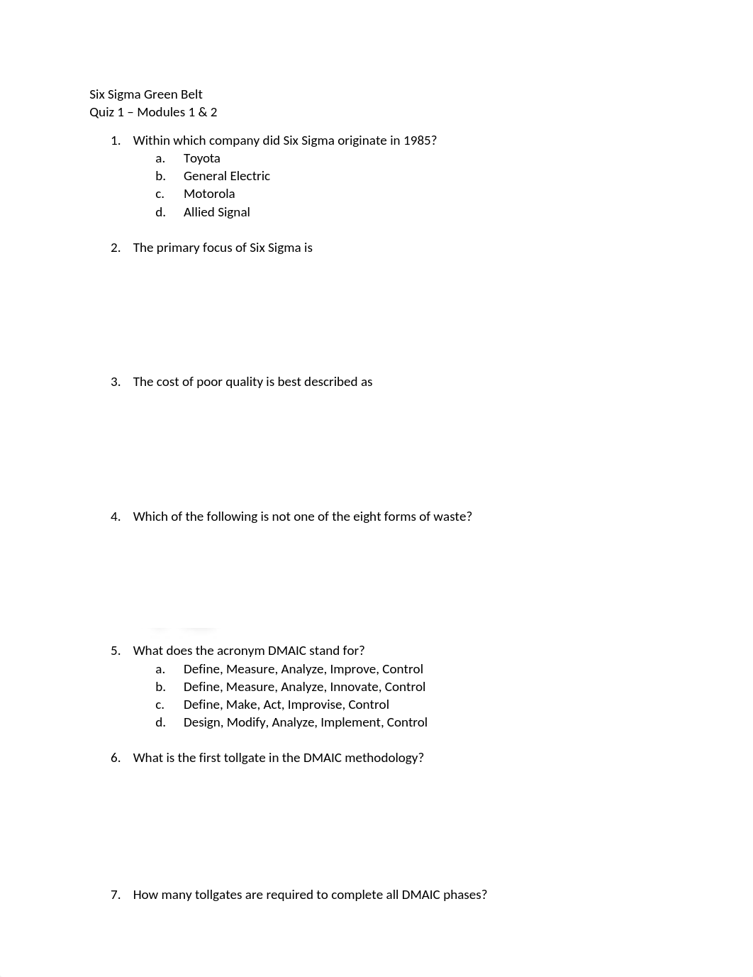 Six Sigma Green Belt - Quiz 1 (Modules 1 & 2).docx_dz4aa5zsitj_page1