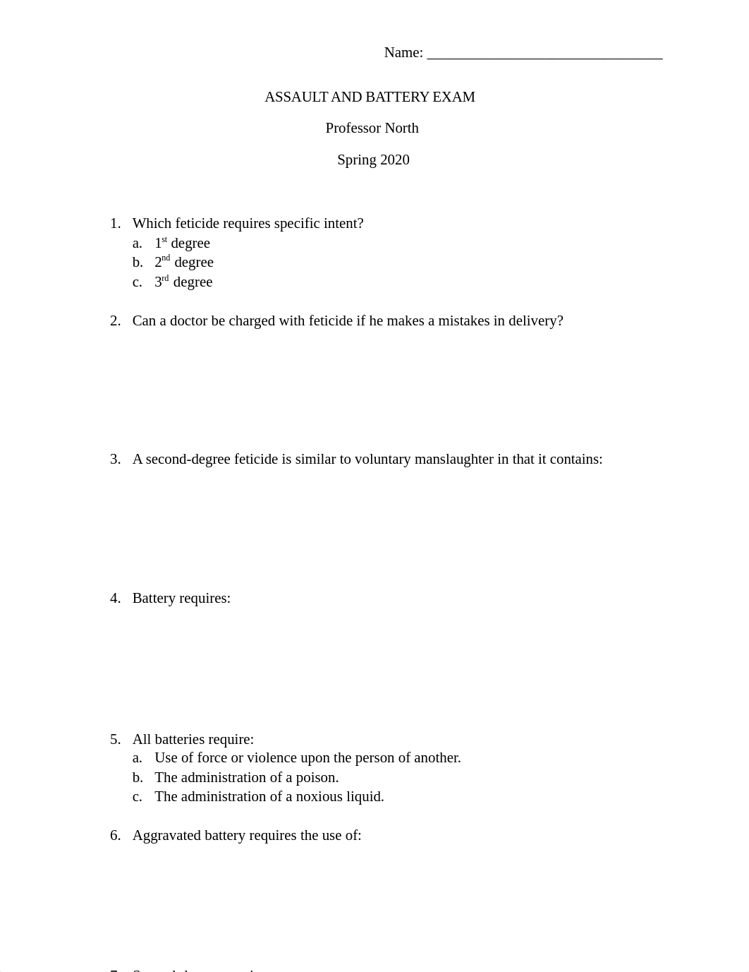 ASSAULT AND BATTERY EXAM- answers.docx_dz4dizusgbe_page1