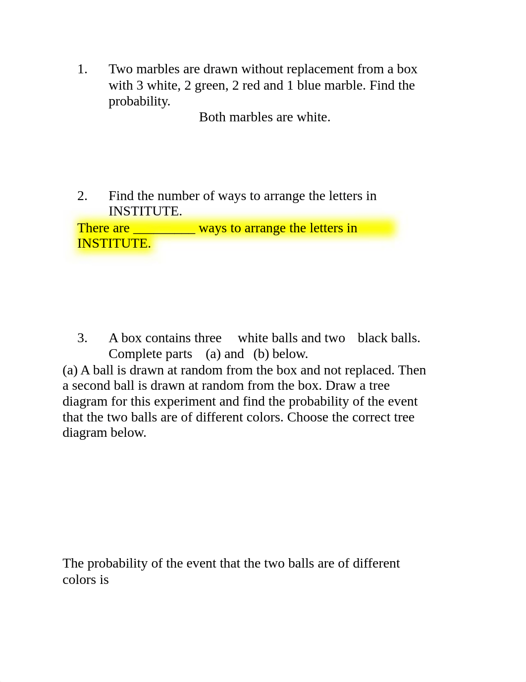 Two marbles are drawn without replacement from a box with 3 white.docx_dz4xq6cd3kp_page1