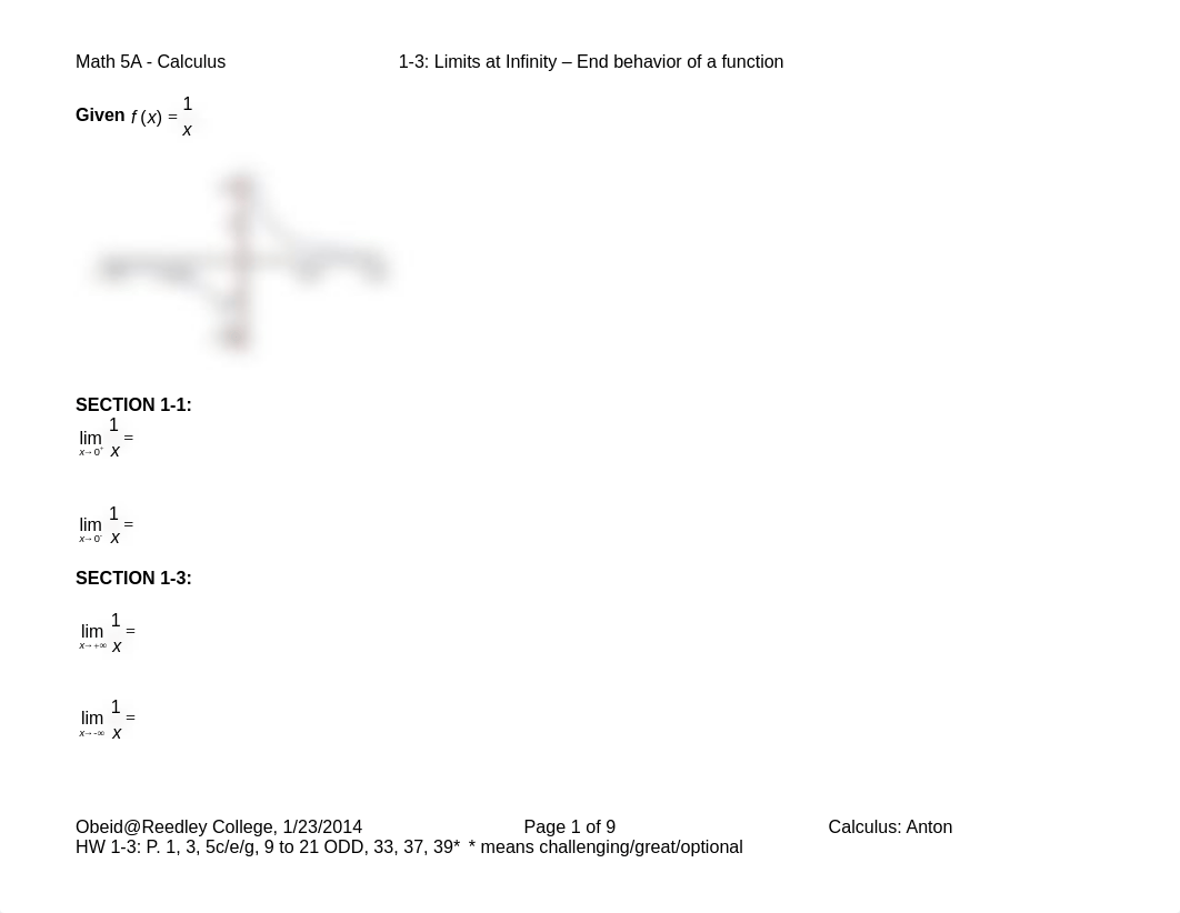 1-3 -  Limits at Infinity, End behavior of a function - Obeid-SP14_dz573qut7yb_page1