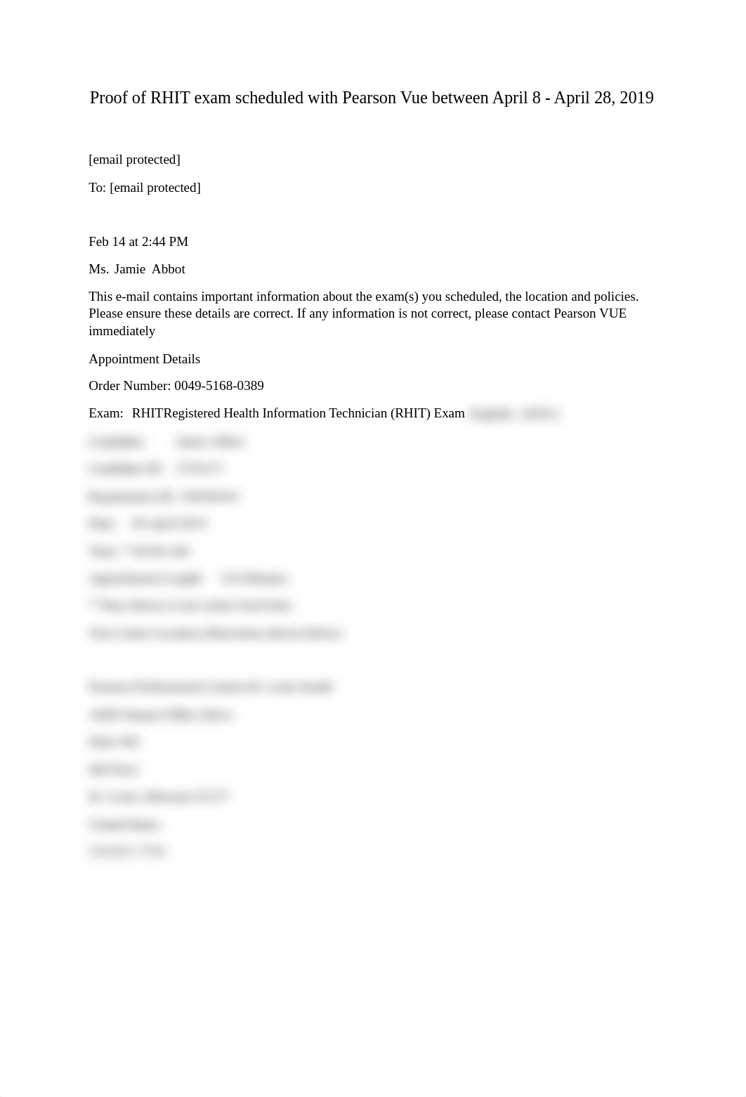 Proof of RHIT exam scheduled with Pearson Vue between April 8 - April 28, 2019.docx_dz57n3l3pev_page1