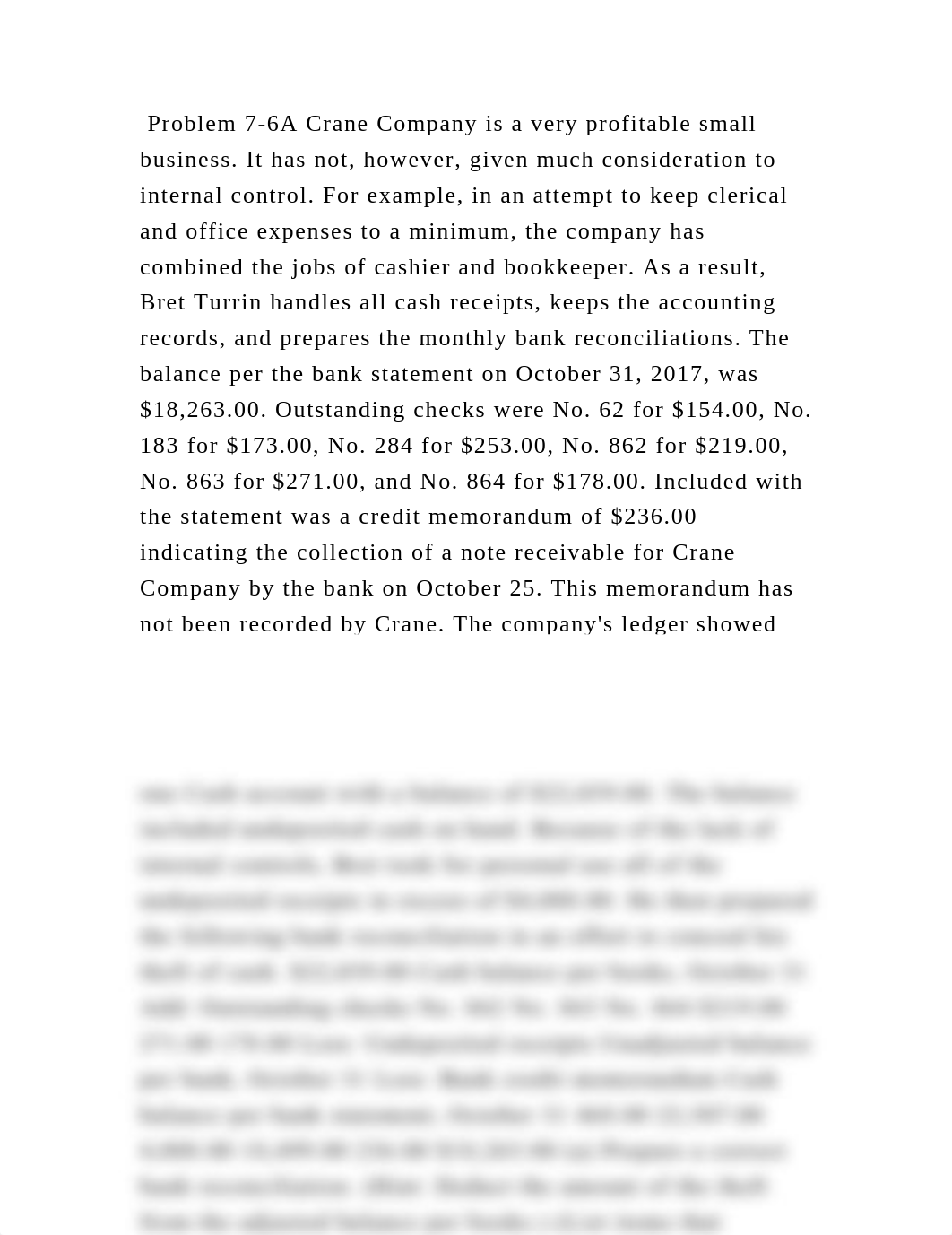 Problem 7-6A Crane Company is a very profitable small business. It ha.docx_dz596isqy5u_page2