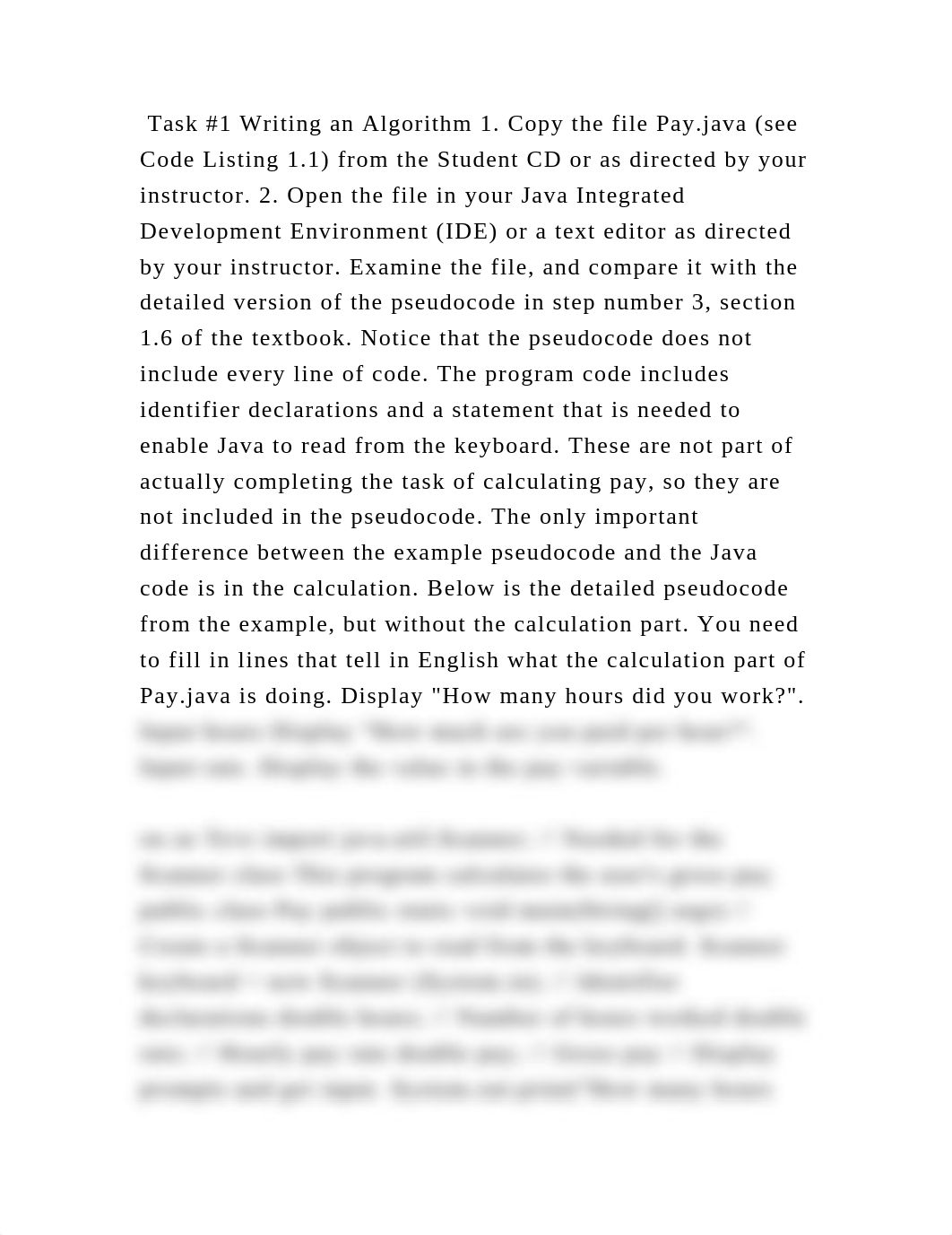 Task #1 Writing an Algorithm 1. Copy the file Pay.java (see Code List.docx_dz5b5851q8j_page2