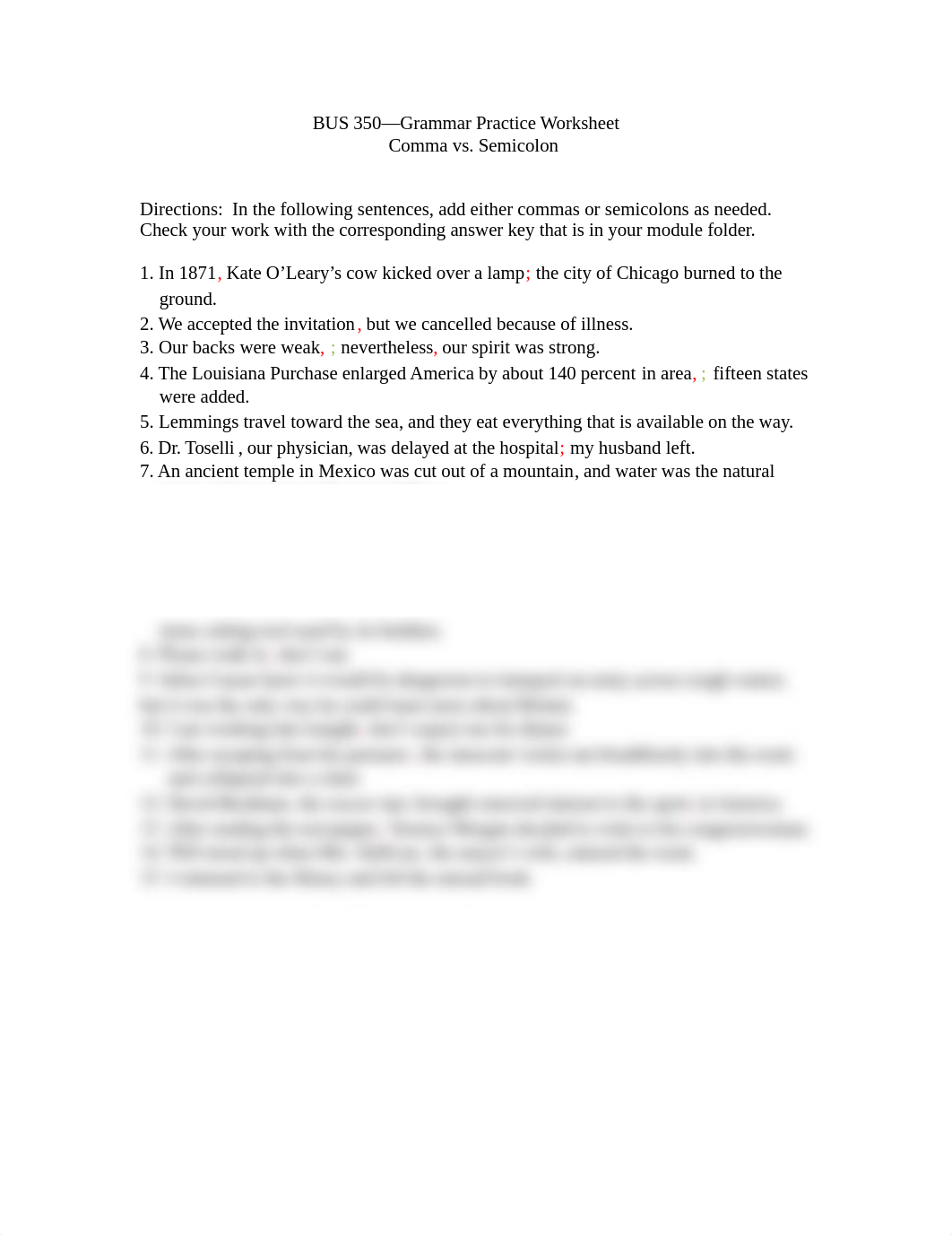 BUS 350-QXB  Grammar Practice Exercise-Comma vs Semicolon (1).docx_dz5juik3f7q_page1