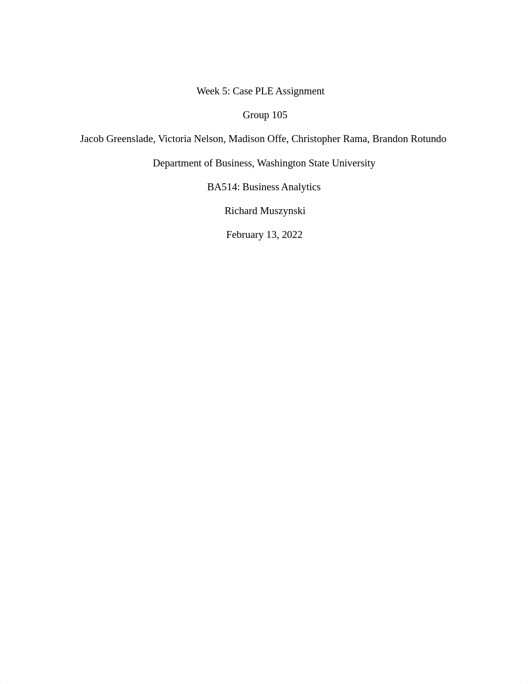 Week 5 Assignment 1 - Case PLE - Group 105.docx_dz6sclnir5r_page1