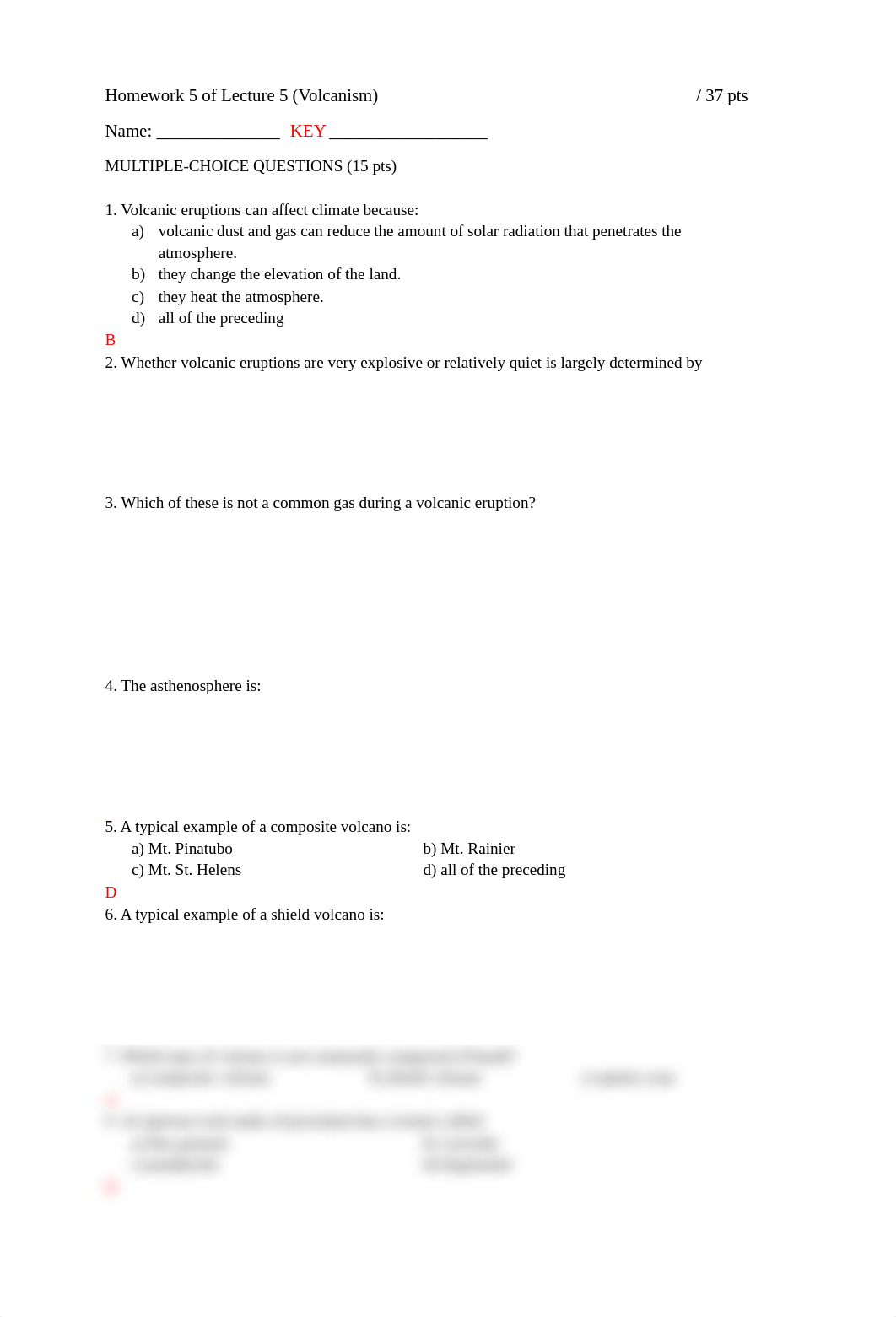 Hw 5 of Lect 5 (Volcanism) with keys.pdf_dz7es1a3ku9_page1