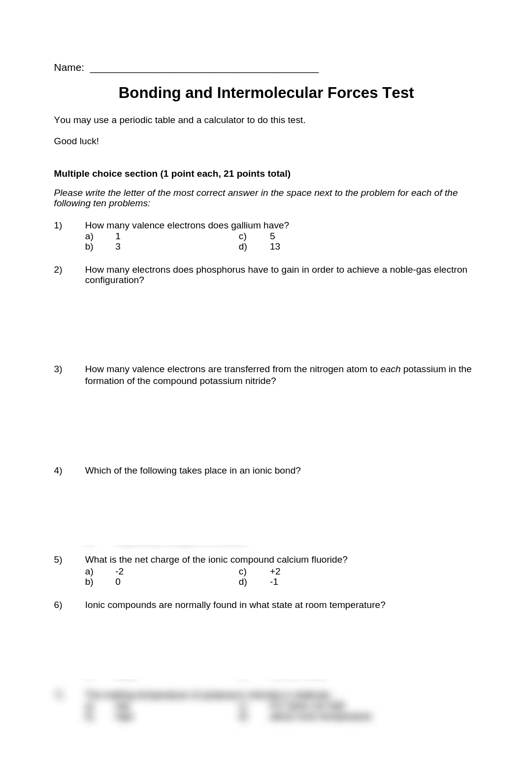 Bonding and Intermolecular Forces Practise Test_dz7r919je8v_page1