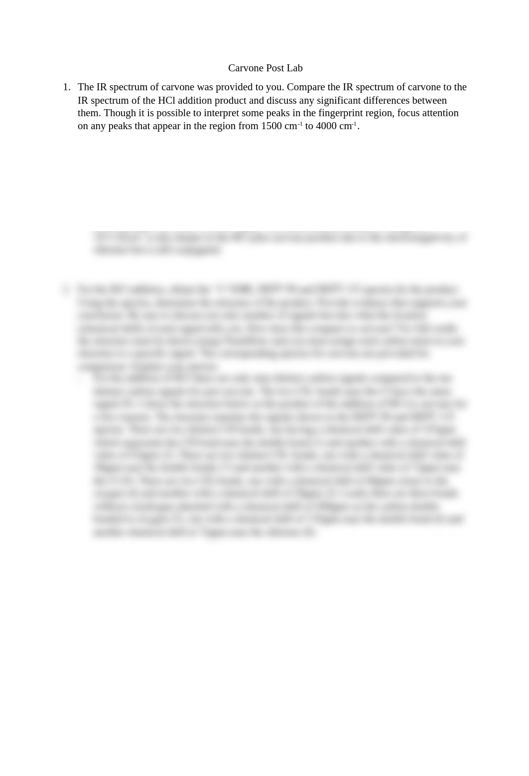 Carvone Post Lab
1. The IR spectrum of carvone was provided to you. Co_dz7ty42kp3s_page1