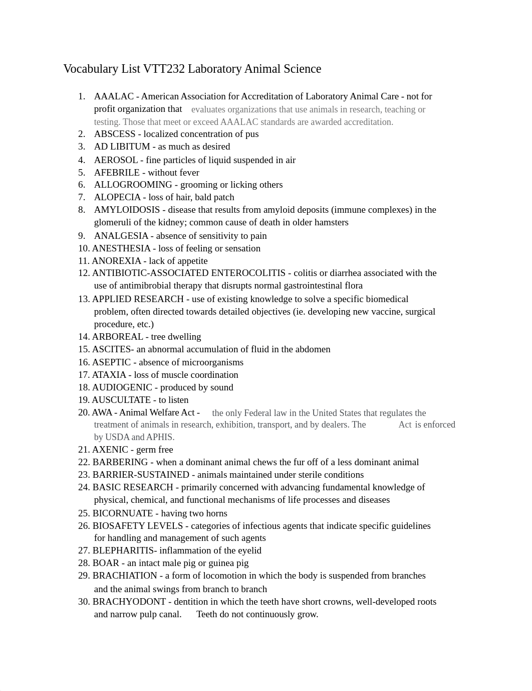 Vocabulary List VTT232 Laboratory Animal Science.docx_dz7u7q98ihl_page1