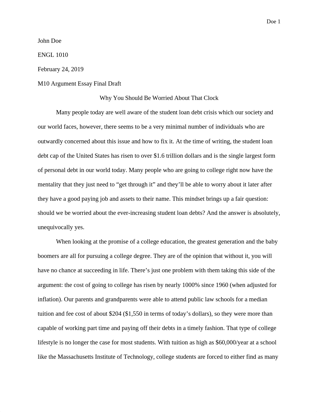 M10 Argument Essay Final Draft ex 1 Student Loans.docx_dz8aviomgbh_page1