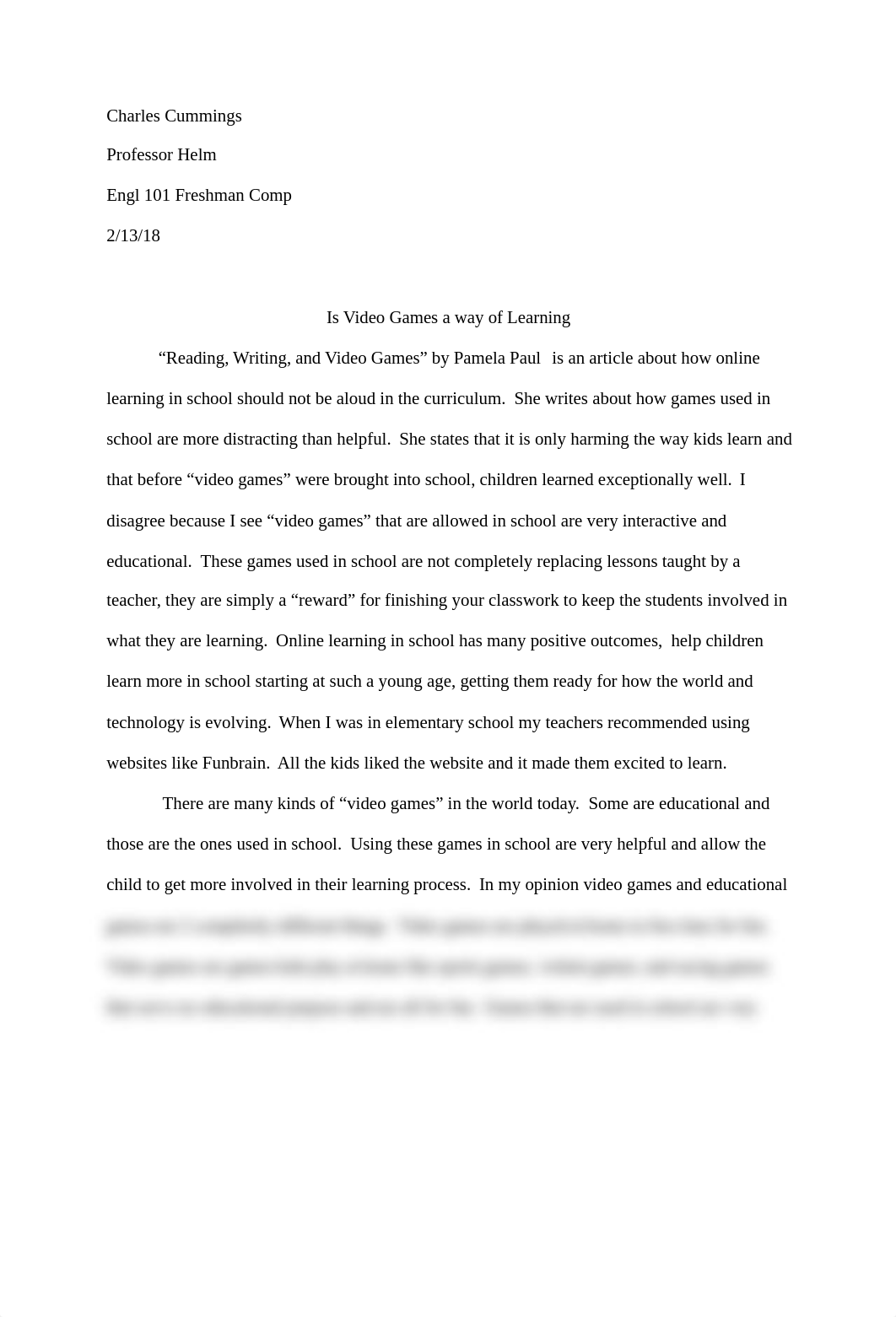 Is Video Games a way of Learning: Essay 1.docx_dz8jvh5a51g_page1