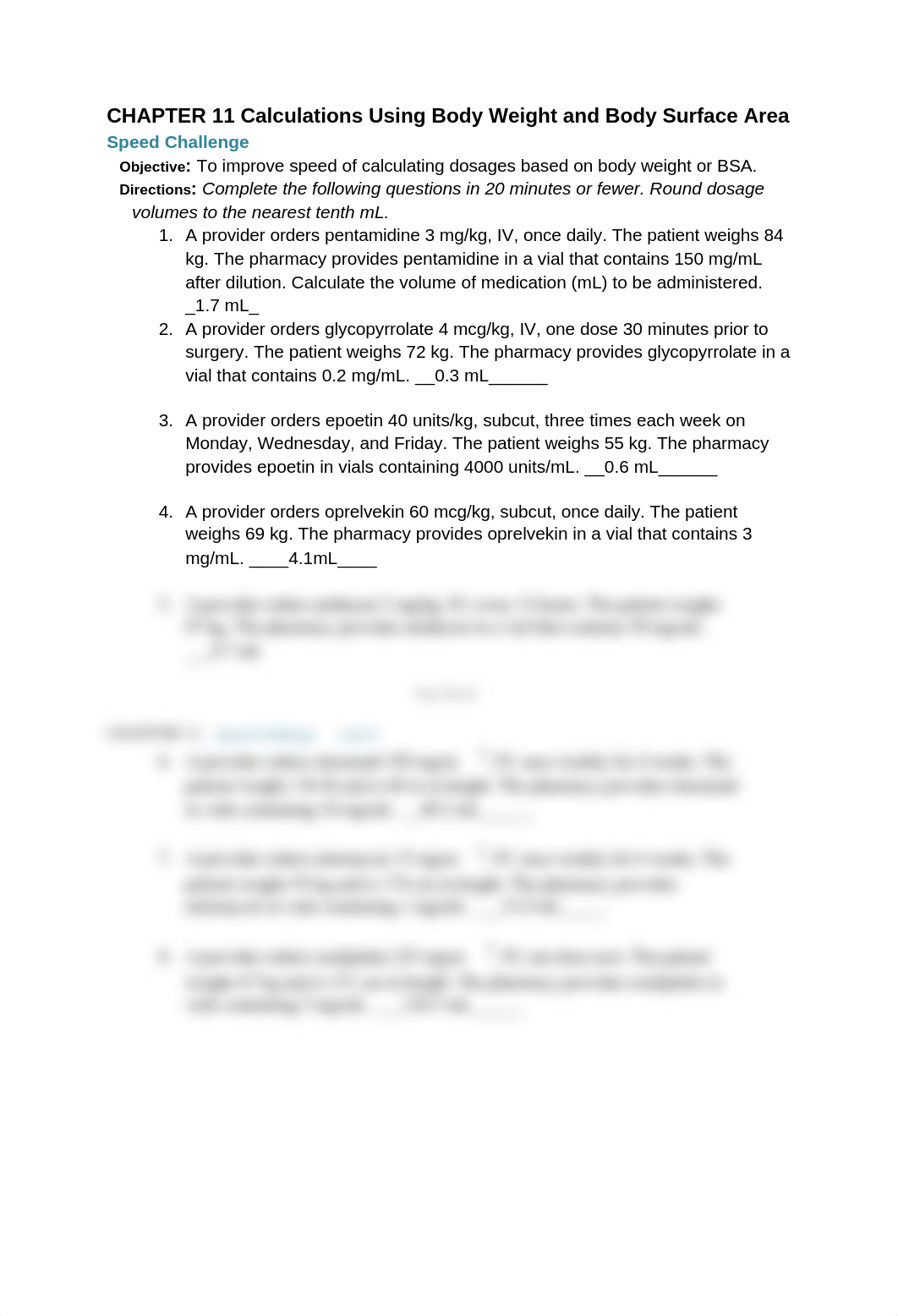 CHAPTER 11 Calculations Using Body Weight and Body Surface Area Speed Challenge.docx_dza8hneahic_page1