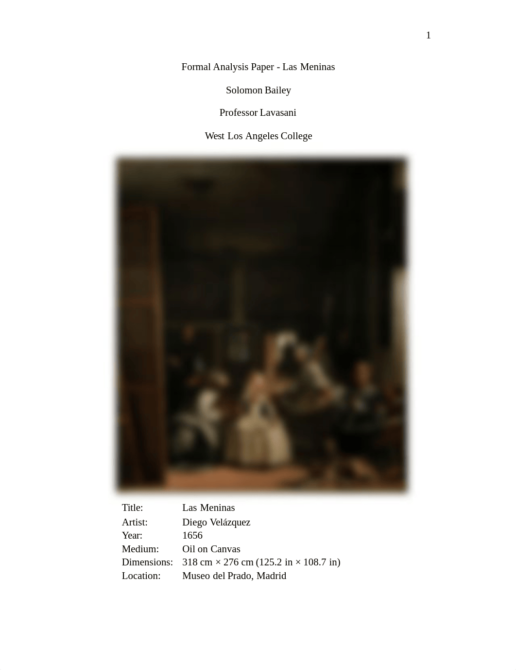 Art 103 | Formal Analysis Paper - Las Meninas.pdf_dzawa6j3jja_page1