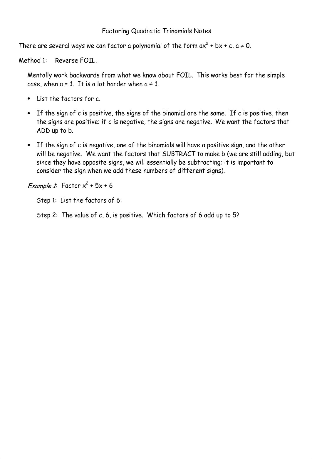 Microsoft Word - Factoring Quadratic Trinomials Notes.pdf_dzbeapy2zyp_page1