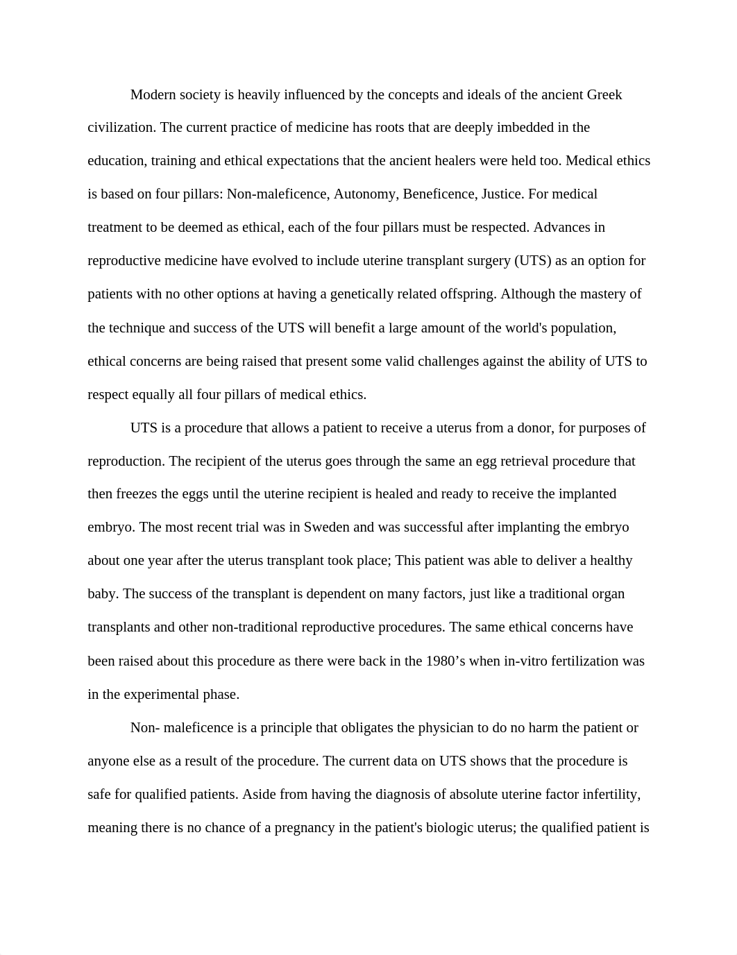 Human Uterine Transplant_ Ethical or Immoral - PHL 413.docx_dzbml5j7yel_page2