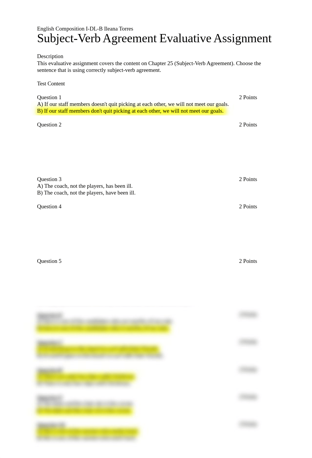 English Composition I-DL-B Ileana Torres-Subject-Verb Agreement Evaluative Assignment.docx_dzbyhsie44p_page1