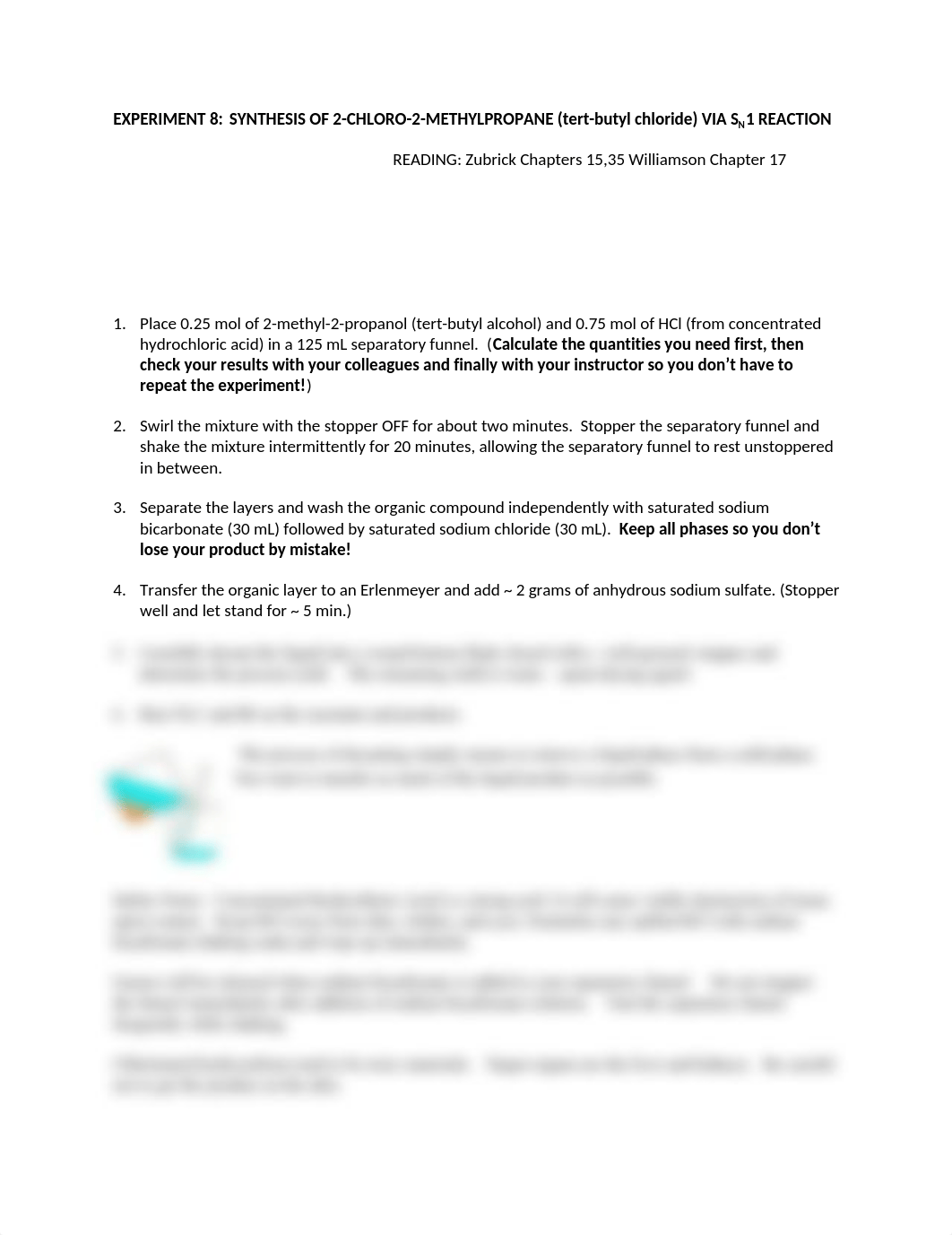 EXPERIMENT 8 Synthesis of 2 Chloro 2 methyl propane via SN1 F13.docx_dzc5cpzc16l_page1