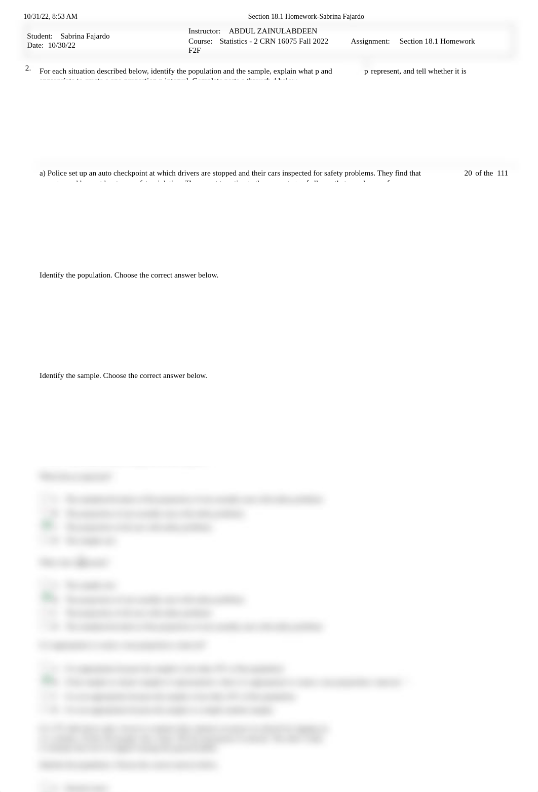 For each situation described​ below, identify the population and the​ sample, explain what p and.pdf_dzc9cf9irqq_page1