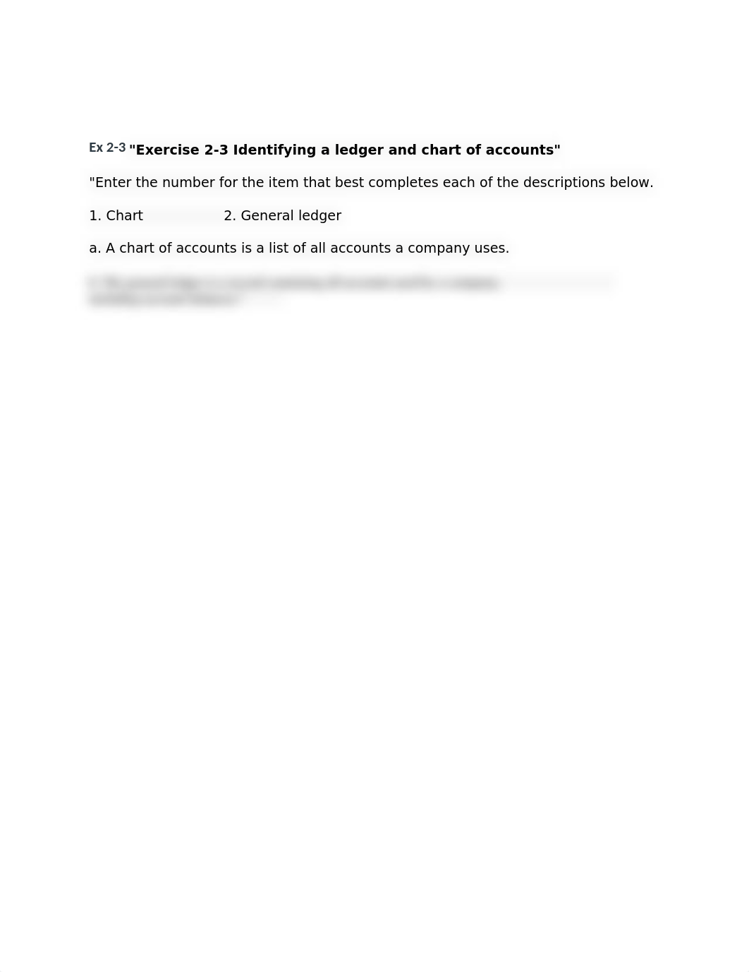 Ex 2-3 Exercise 2-3 Identifying a ledger and chart of accounts.docx_dzd23ya7rca_page1