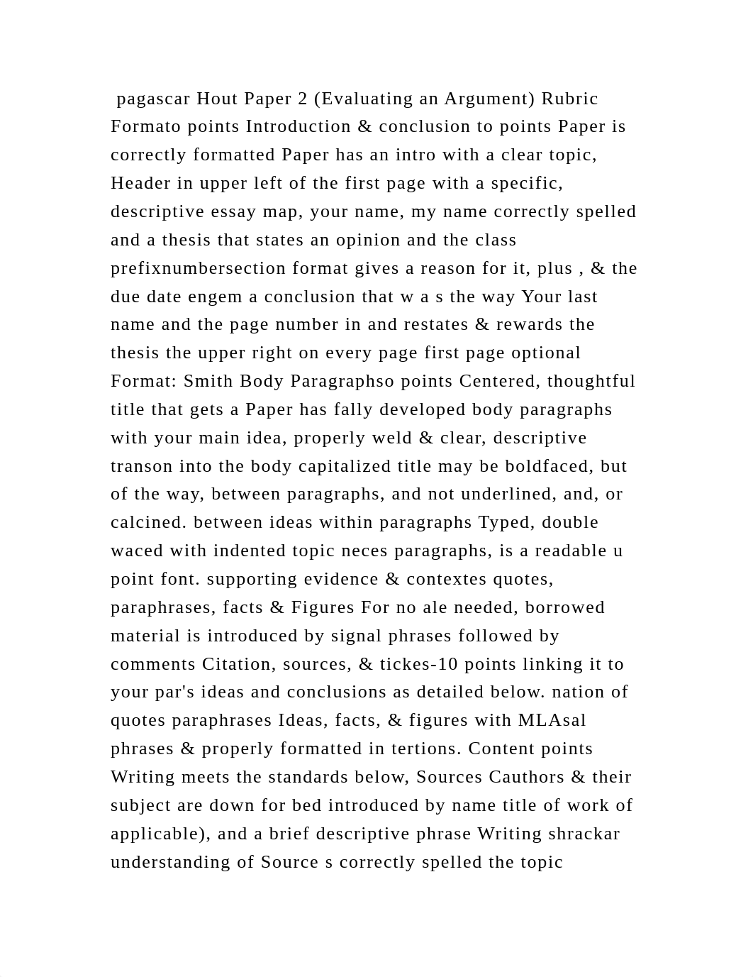 pagascar Hout Paper 2 (Evaluating an Argument) Rubric Formato points .docx_dzdf4iclqki_page2