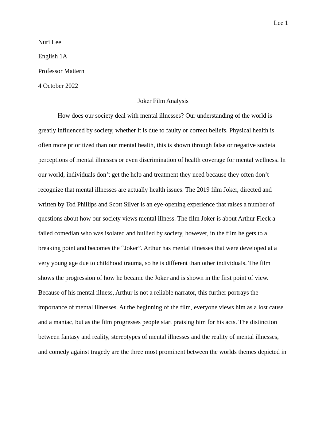 Joker Film Analysis Essay.pdf_dzeap3010j3_page1