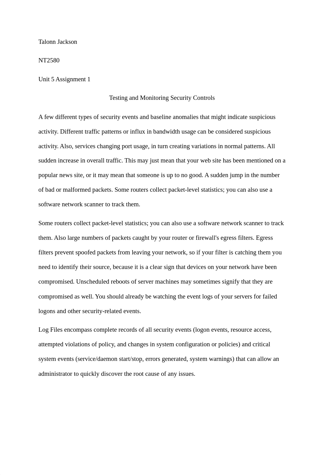 nt2580 unit 5 assignment 1 testing and monitoring security controls_dzec2ificgk_page1