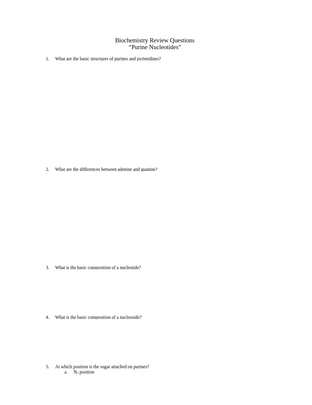 Biochemistry Review Questions - Purine Nucleotides_dzee9v5jkkr_page1