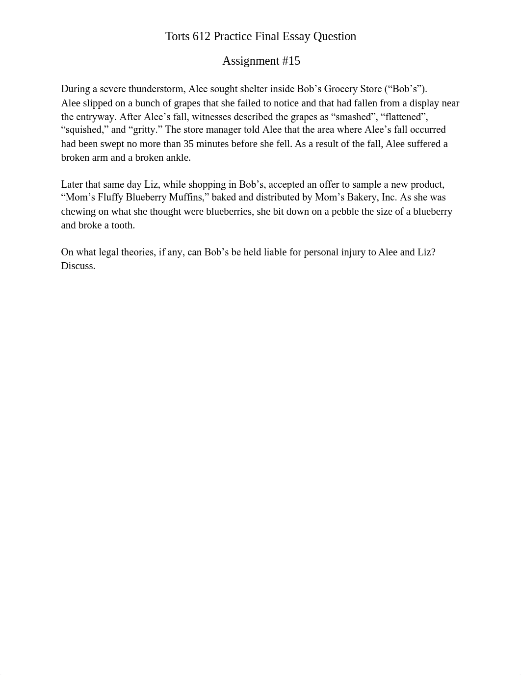 Taft Torts Assignment #15 Final Practice Essay Question.Revised Model Answer (4).pdf_dzfdu4yoyc5_page1