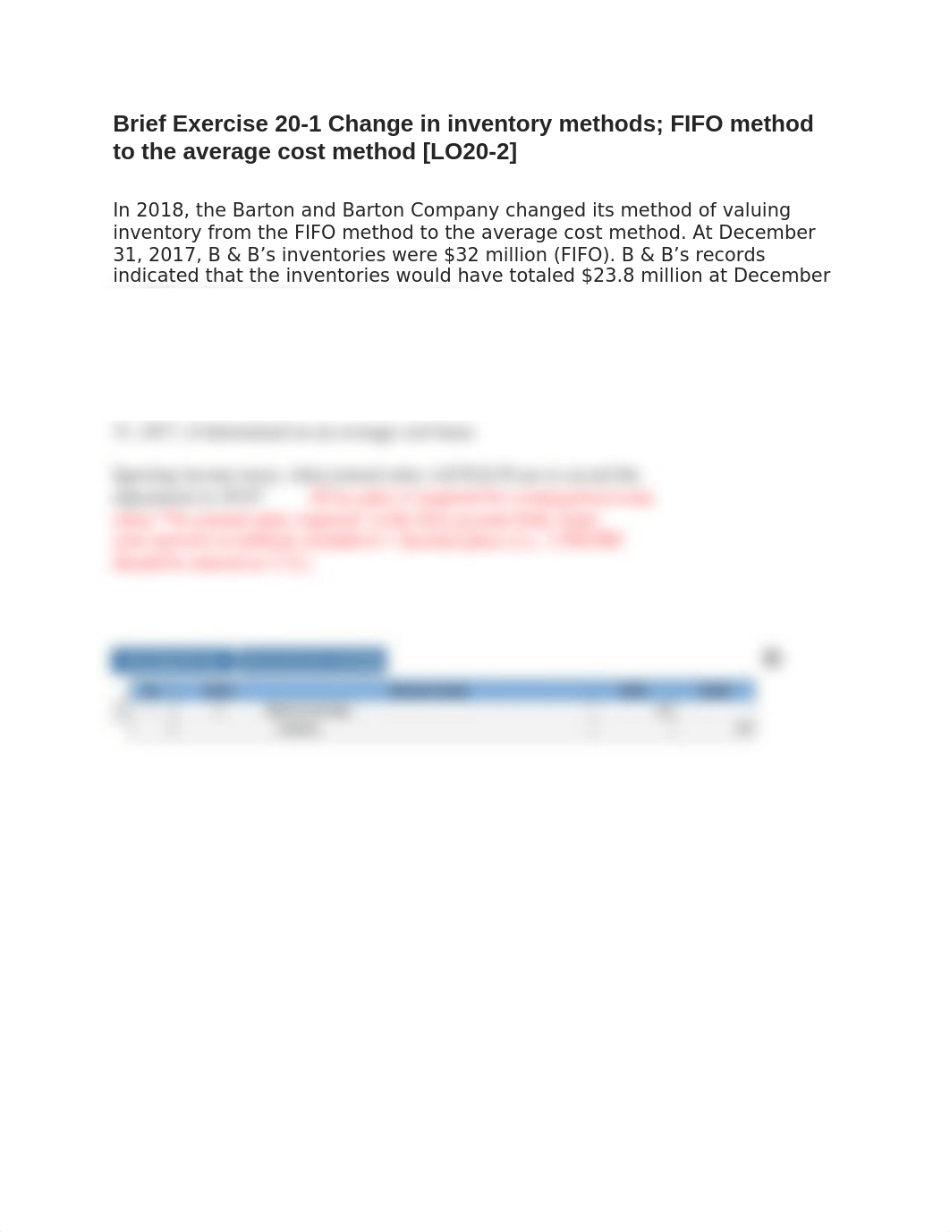 Brief Exercise 20-1 Change in inventory methods; FIFO method to the average cost method .docx_dzghuwrzorp_page1