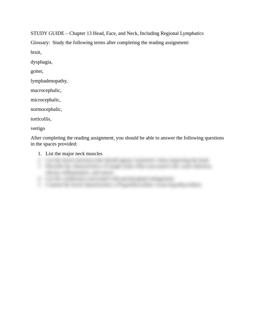 STUDY GUIDE - Chapter 13 Head Face and Neck Including Regional Lymphatics.doc_dzh59ztlul8_page1