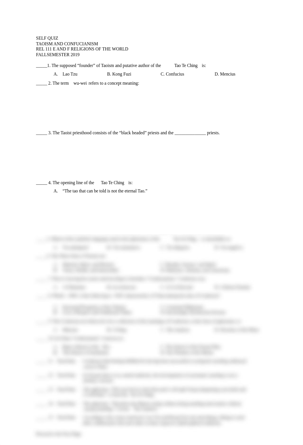 TAOISM CONFUNCIANISM SELF QUIZ REL 111 E AND F RELIGIONS OF THE WORLD FALL SEMESTER 2019.docx_dzh9fjmhegu_page1