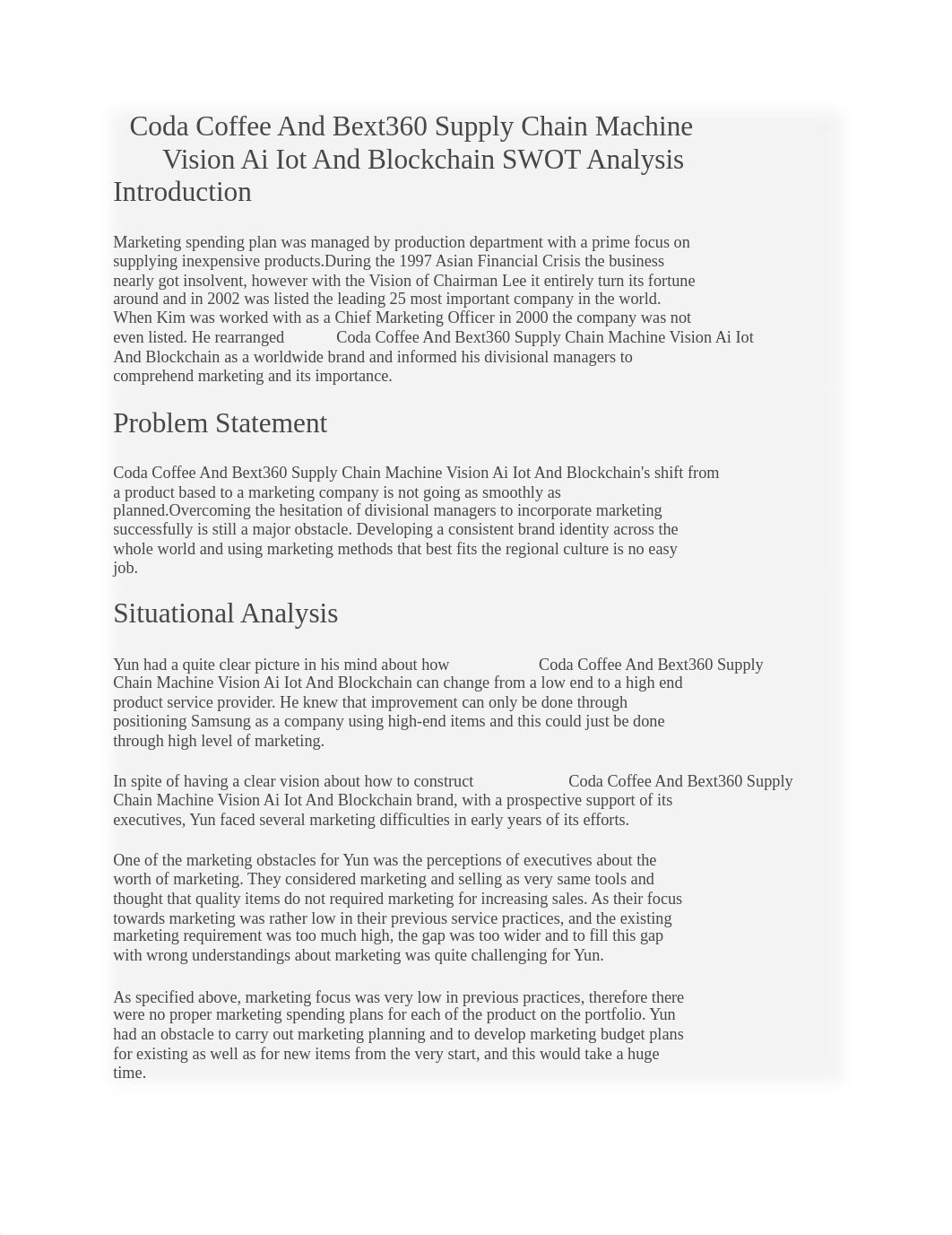 Coda Coffee And Bext360 Supply Chain Machine Vision Ai Iot And Blockchain SWOT Analysis.docx_dzhh0wmhskw_page1