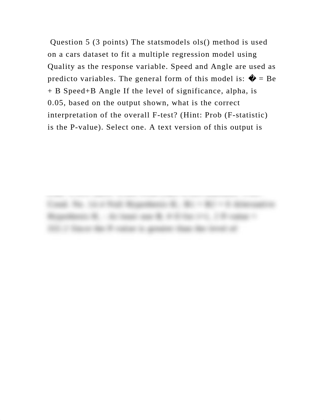 Question 5 (3 points) The statsmodels ols() method is used on a cars .docx_dzi68corszf_page2