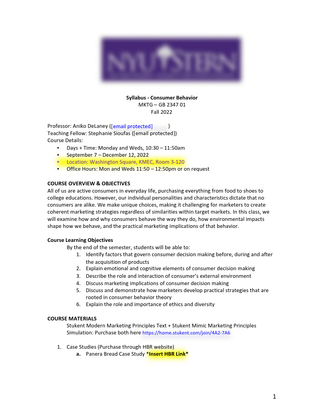 DRAFT-NYU Stern MBA MKTG-GB 2347-01Consumer Behavior Syllabus_Fall 2022-DRAFT8-21-2022.pdf_dzietfeasdr_page1