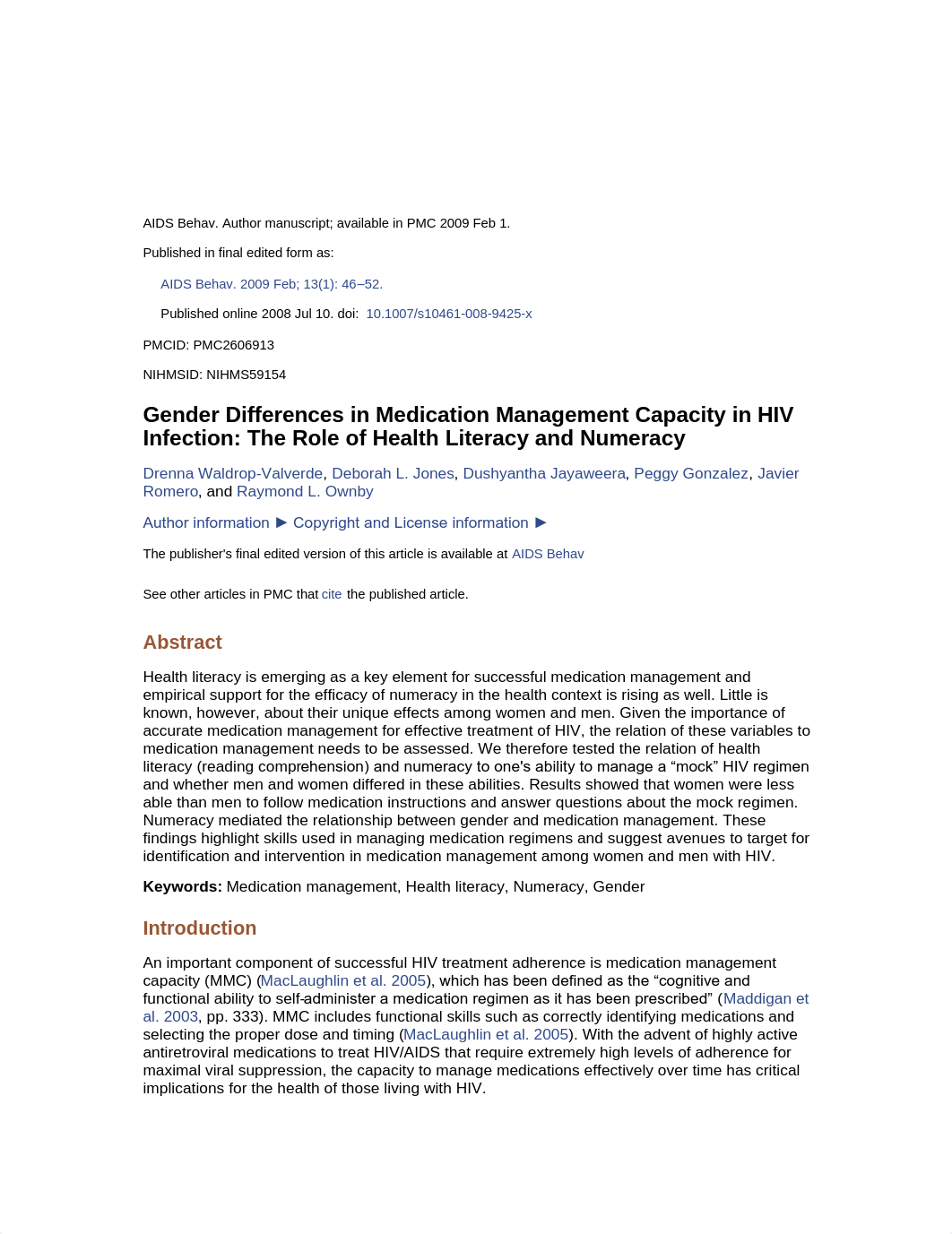 Gender Differences in Medication Management Capacity in HIV Infection The Role of Health Literacy an_dzjwdzl3jns_page1