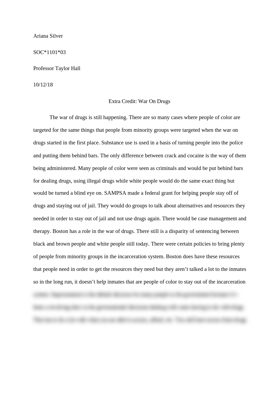 Extra Credit War On Drugs Intro to Sociology.docx_dzkj5anogcf_page1