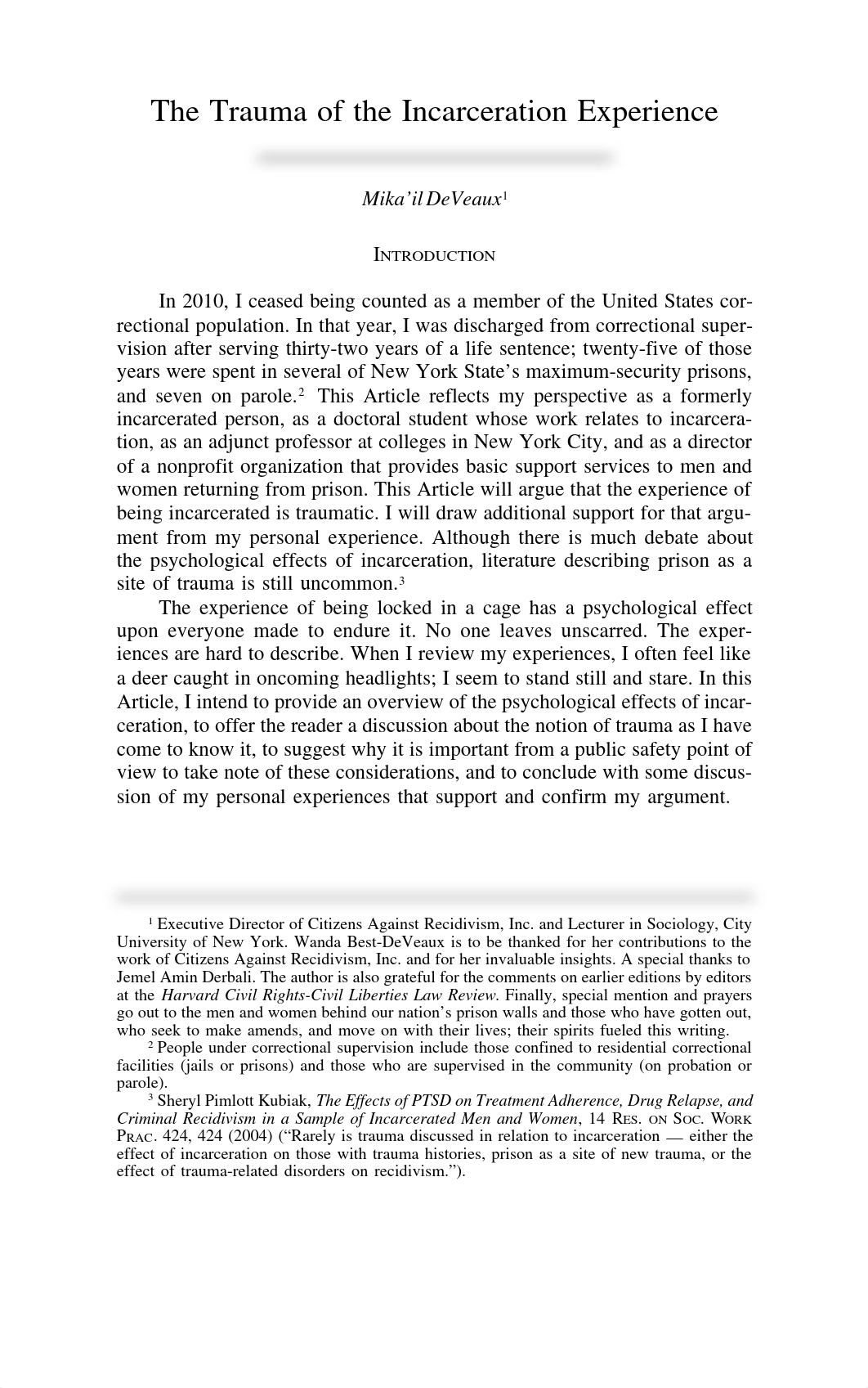 Mika'il DeVeaux- The Trauma of the Incarceration Experience.pdf_dzkmxyr5mls_page1