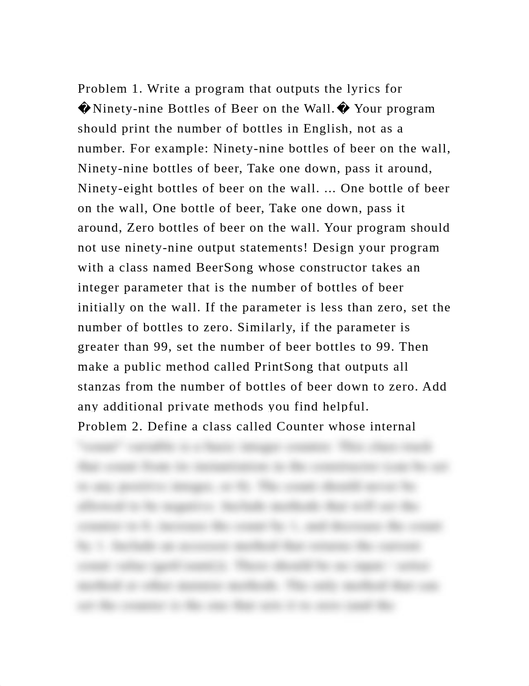 Problem 1. Write a program that outputs the lyrics for �Ninety-nine .docx_dzlaukl3bs3_page2