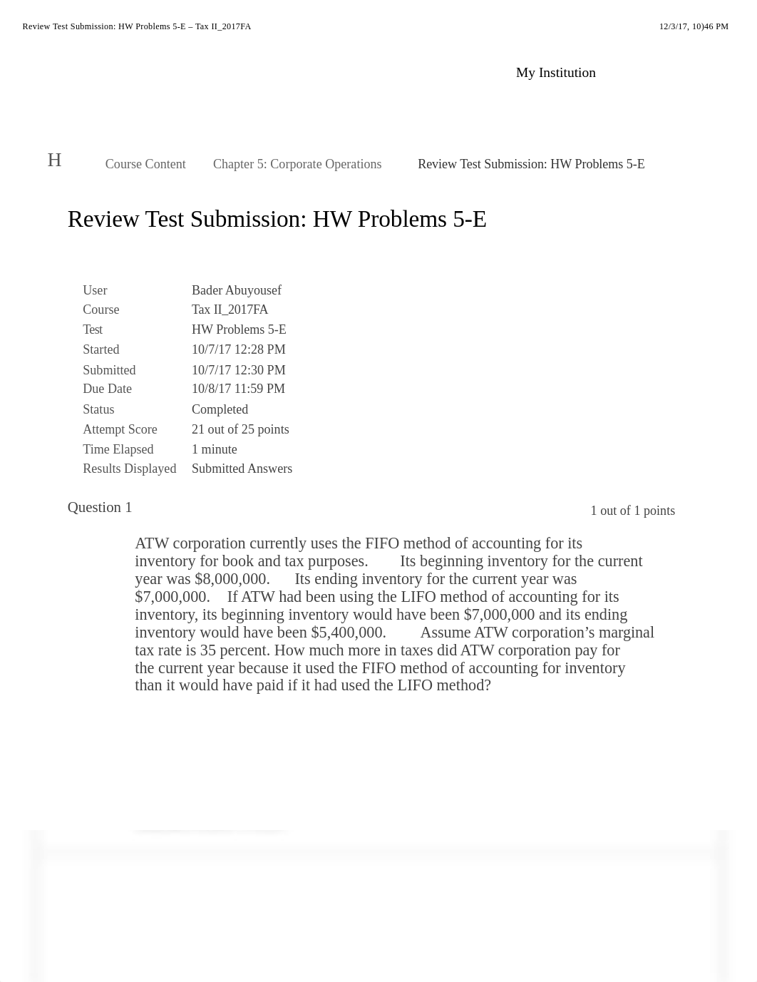 Review Test Submission: HW Problems 5-E - Tax II_2017FA.pdf_dzlns1nkvdh_page1