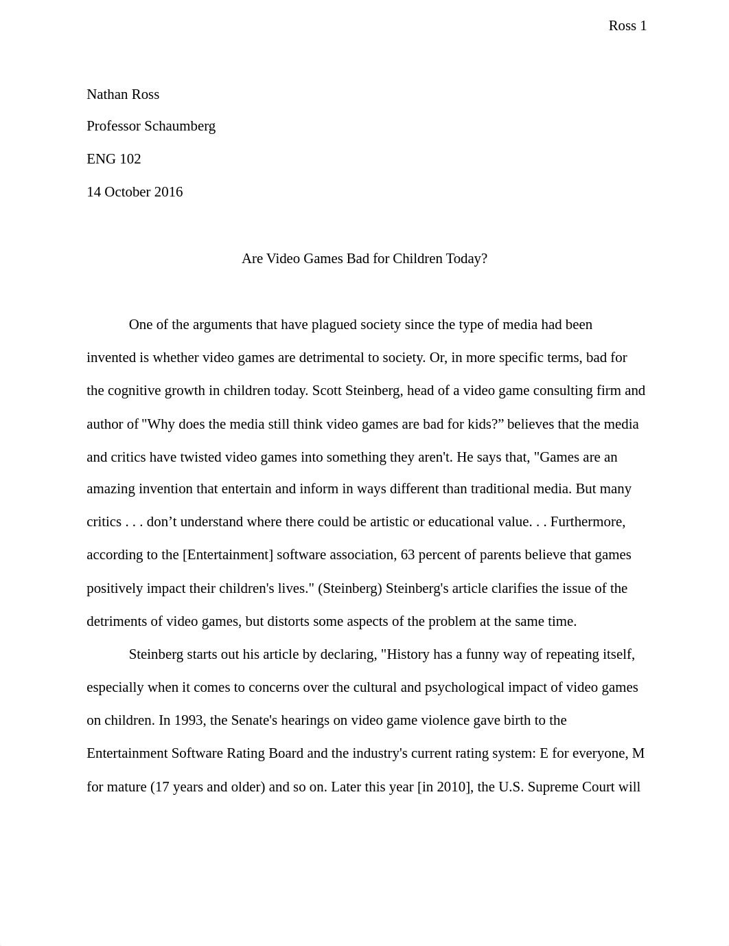 Essay #1 (Are Video Games Bad for Children Today) (1)_dzmae4ou98j_page1