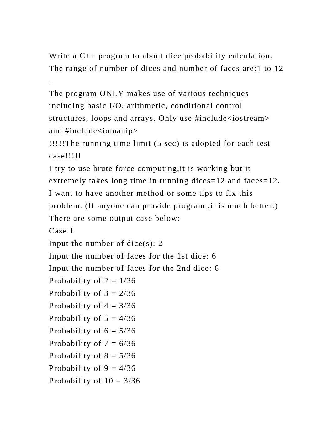 Write a C++ program to about dice probability calculation. The range.docx_dzn5ah1x8ep_page2