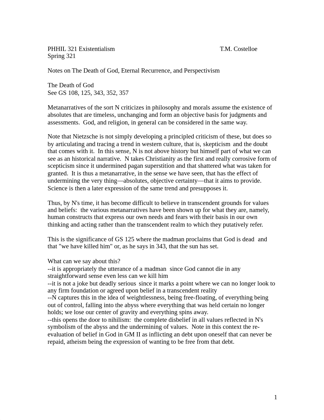 Notes on the The Death of God, Eternal Recurrence, Perspectivsm.docx_dznld09bxqz_page1