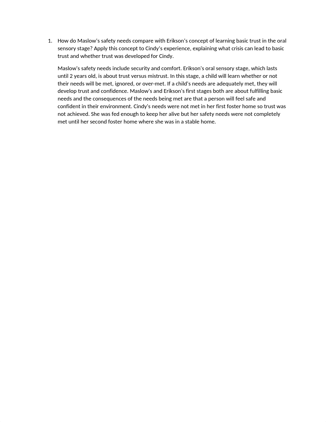 1. How do Maslow's safety needs compare with Erikson's concept of learning basic trust in the oral s_dzo0zwq0ph4_page1