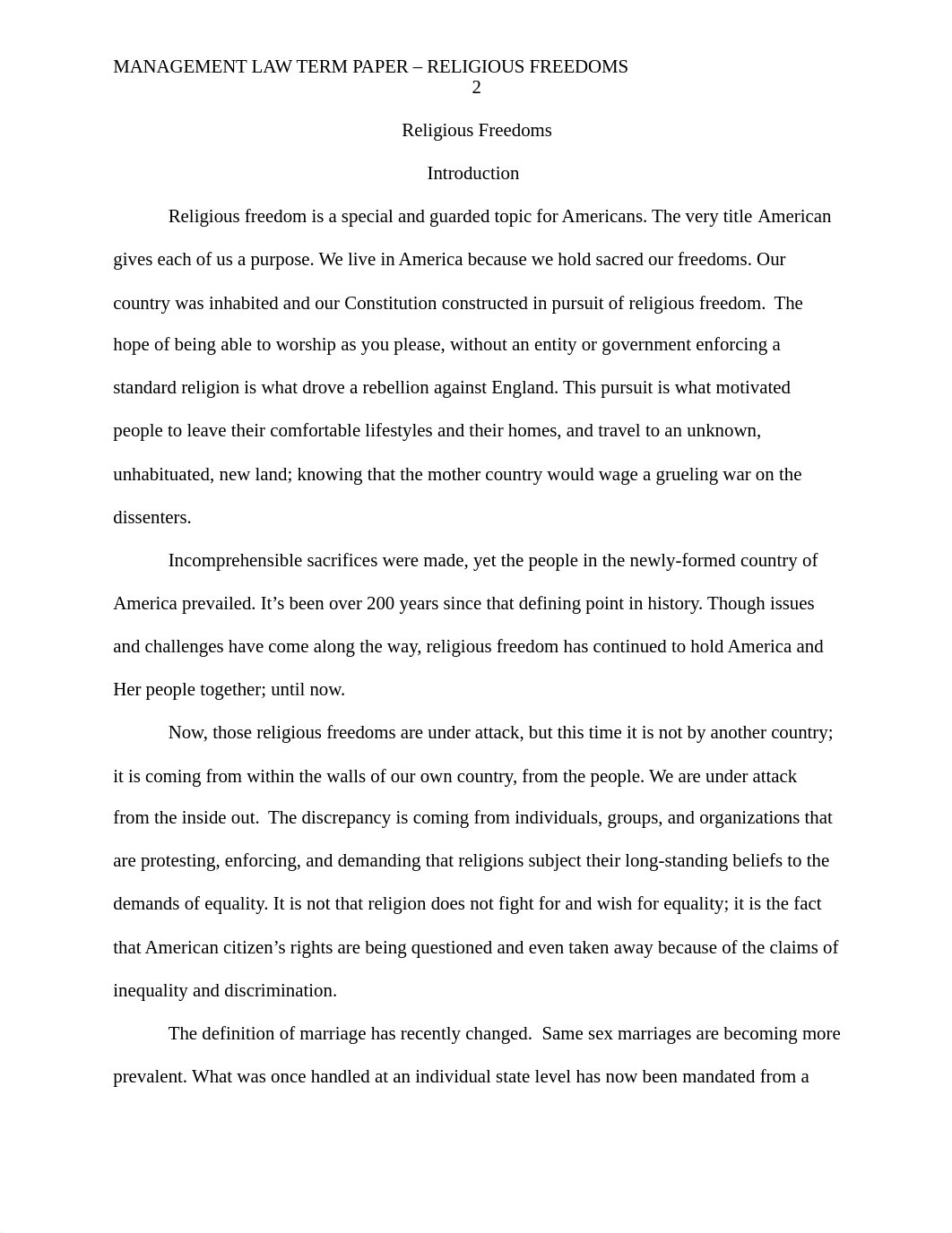 Management Law Term Paper - Religious Freedoms.docx_dzogf9g04kz_page2